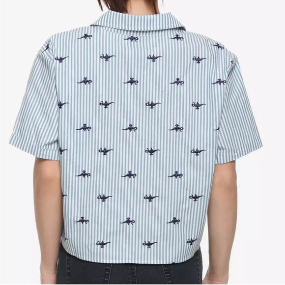 Boxlunch Her Universe Disney Aladdin Lamp stripe Womens Tie-Front Woven Top L - Picture 2 of 8